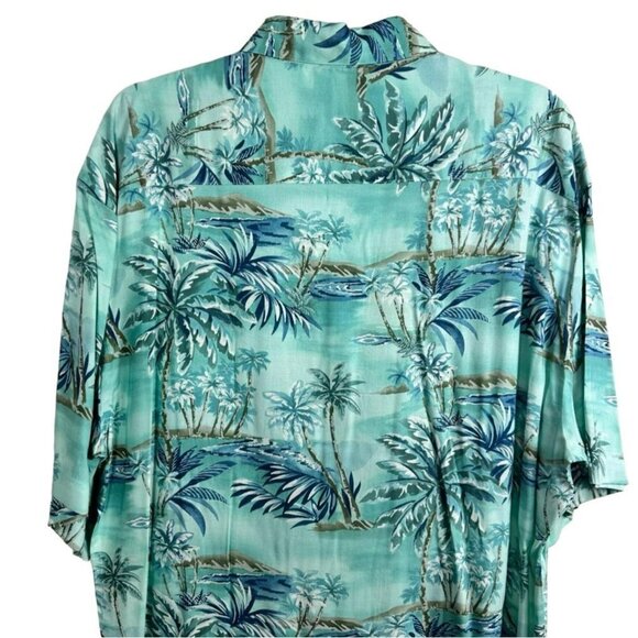 Windham Pointe Vintage Hawaiian Button Down Shirt Blue Palms‎ Trees Size Large - Picture 8 of 10